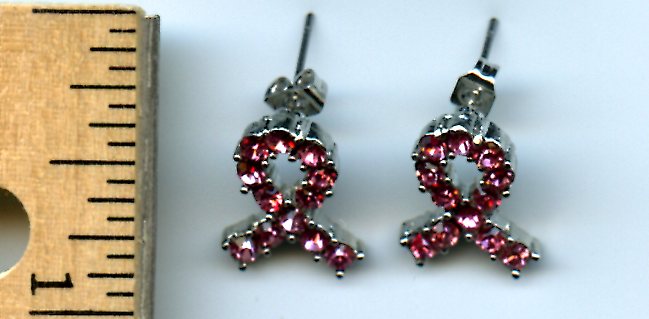 Pink Ribbon Earring Size